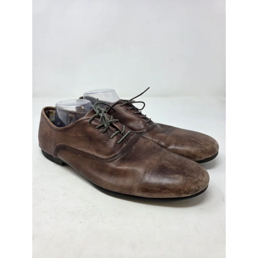 Bed|Stu Mens Bricker Brown Dirty Vegetable Genuine Leather Lace Up Shoes Sz.12